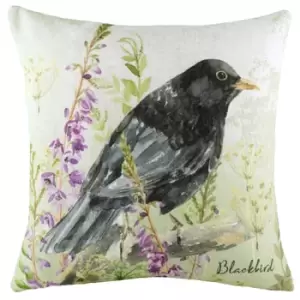 Blackbird Printed Cushion Multicolour, Multicolour / 43 x 43cm / Polyester Filled
