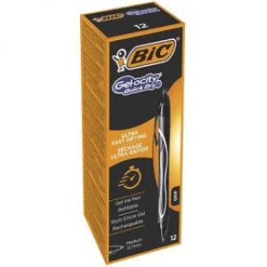 BIC Gel-ocity Quick Dry Ink Medium Rollerball Pen - Black (12 Pack)