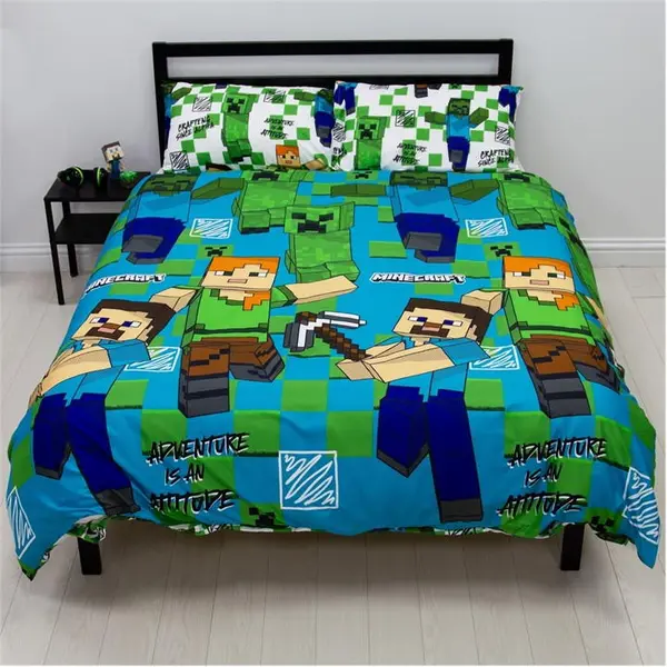 Minecraft Minecraft Drawn 91 Double Rotary Duvet Cover Set Duvet Cover Sets Double Blue 77985918030