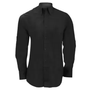 Kustom Kit Mens City Long Sleeve Business Shirt (16.5inch) (Black)
