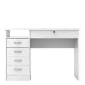 Function Plus Desk with 5 Drawers, white