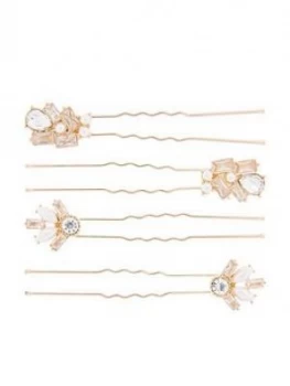 Accessorize 4-Pack Baguette and Pearl Pins - Pearl