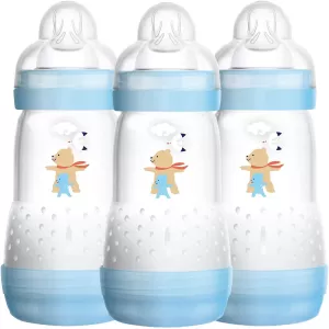 MAM Anti-Colic 260ml Bottle - 3 Pack Blue and White