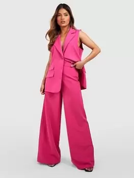 Boohoo Wide Leg Tailored Trousers - Hot Pink, Size 10, Women