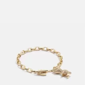 Coach Womens C Chain Pave Rexy Bracelet - Gold/Crystal