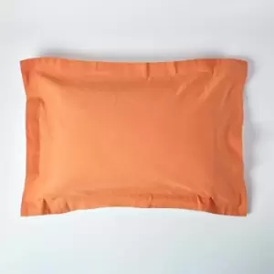 Burnt Orange Linen Oxford Pillowcase, King - Orange - Homescapes