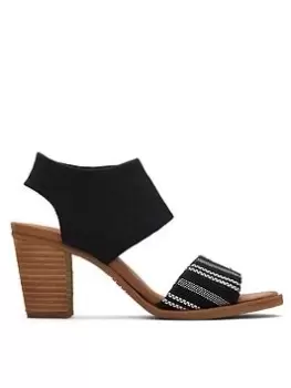 TOMS Majorca Cutout Heeled Sandals - Black, Size 6, Women