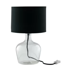 Fan Europe HENDRIX Table Lamp with Round Shade Black, Fabric Lampshade 23x37cm