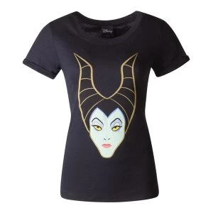 Disney - Maleficent Face Womens Medium T-Shirt - Black