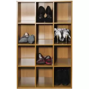 PIGEON HOLE - 12 Pair Shoe Storage / Display / Media Shelves - Oak - Oak
