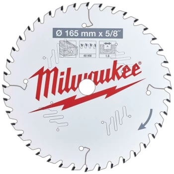 Milwaukee - 4932471312 165mm x 15.87mm x 40T ATB Circular Saw Blade