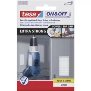 TESA On & Off 55228-03-00 Hook-and-loop strips stick-on Hook and loop pad, Heavy duty (L x W) 100 mm x 50 mm White 2 pc(s)