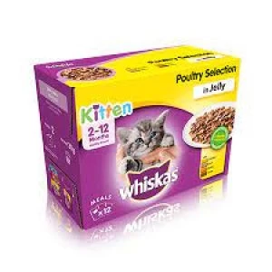 Whiskas 2-12 Months Kitten Pouches Poultry Selection in Jelly 12x100g