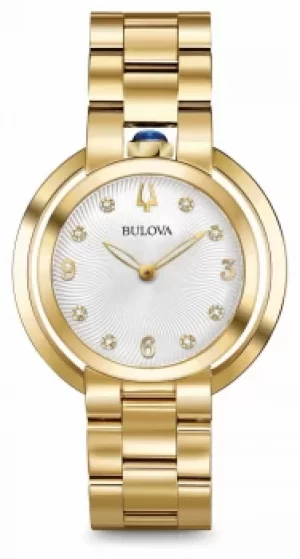 Bulova Womans Rubaiyat Gold Tone Diamond 97P125 Watch