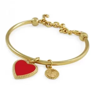 Ladies Juicy Couture PVD Gold plated Enamel Heart Slider Bangle
