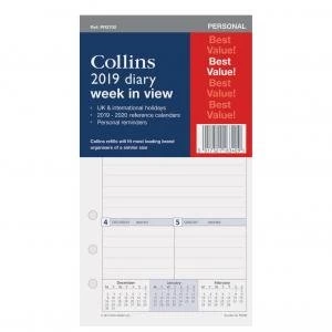 Collins PR2700 2019 Personal Diary Refill Week to View Ref PR2700 19
