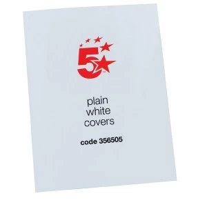 5 Star Office A4 Binding Covers 250gsm Plain Gloss White Pack 100