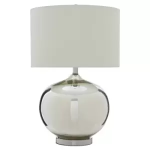 Glass and Chrome Curved Base with White Shade Table Lamp
