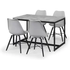 Julian Bowen Dining Set - Staten Dining Table & 4 Kari Grey Chairs