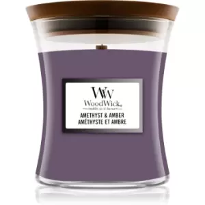 Woodwick Amethyst & Amber scented candle Wooden Wick 275 g