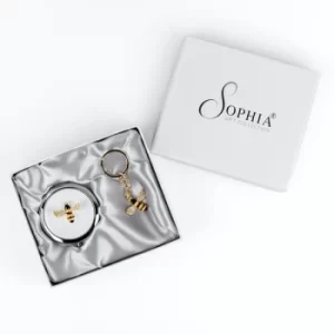 Sophia Silverplated Bumble Bee Compact Mirror & Keyring Set