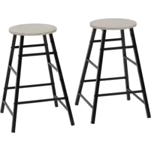 Athens Pair of Bar Stools in Grey Concrete Effect - Seconique