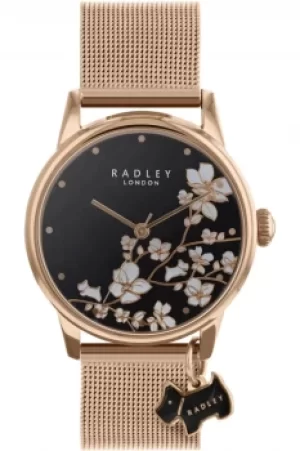 Radley Botanical Floral Ladies Rose Gold Stainless Steel Mesh Strap Trailing Flower Watch RY4346