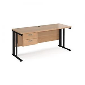 Maestro 25 Desk with Cable Management and 2 Drawer Pedestal 600mm