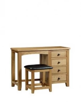 Julian Bowen Marlborough Solid Oak/Oak Veneer Single Pedestal Dressing Table And Stool Set