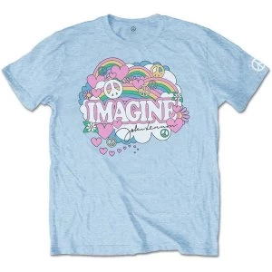 John Lennon - Rainbows, Love & Peace Mens XX-Large T-Shirt - Light Blue