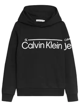 Calvin Klein Jeans Boys Institutional Logo Hoodie - Black, Size 8 Years