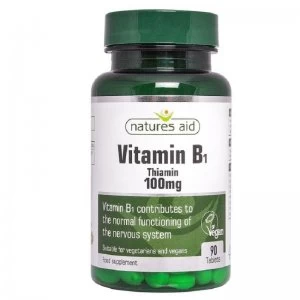 Natures Aid Vitamin B1 Thiamin Hydrochloride 100mg - Pack of 90 Tablets