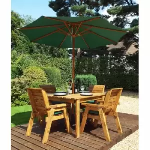 Charles Taylor Four Seater Square Table Set with Parasol, Green