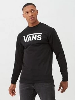 Vans Classic Logo Long Sleeve T-Shirt - Black/White, Size XS, Men