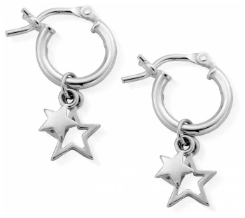 ChloBo Womens Double Star Small Hoop Earrings SEH738 Jewellery