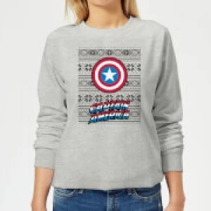 Marvel Captain America Womens Christmas Sweatshirt - Grey - XS