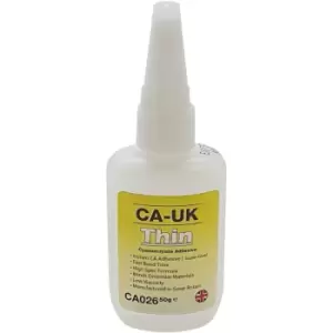 CA-UK CA026 Thin Cyanoacrylate Superglue, Low Viscosity, 50g