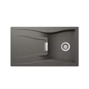 Single Bowl Inset Grey Granite Kitchen Sink with Reversible Drainer - Rangemaster Schock Waterfall D-100