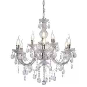 Chandelier without lampshades Floria Chrome polished 9 bulbs 76cm