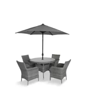 LG Outdoor Monaco Stone 4 Seat Dining Set With 2.5M Parasol