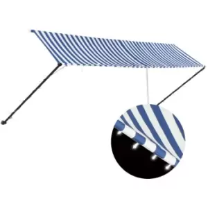 Retractable Awning with LED 400x150cm Blue and White Vidaxl Blue
