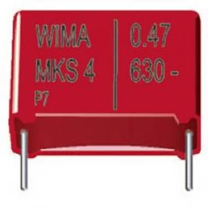 MKS thin film capacitor Radial lead 0.47 uF 630 Vdc 10 22.5mm L x W x H 26.5 x 10.5 x 19mm Wima MKS4J034705G00KSS