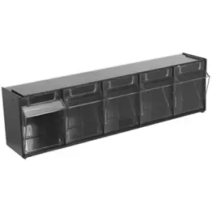 600 x 140 x 170mm 5 Drawer Stackable Cabinet - BLACK - Wall Mounted Standing Box