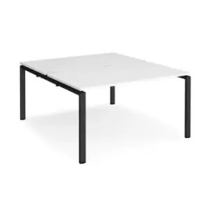 Bench Desk 2 Person Starter Rectangular Desks 1400mm White Tops With Black Frames 1600mm Depth Adapt