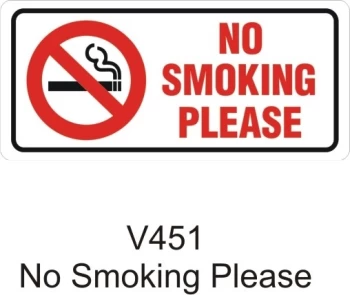 Outdoor Grade Vinyl Sticker - White - No Smoking Please- CASTLE PROMOTIONS- V451