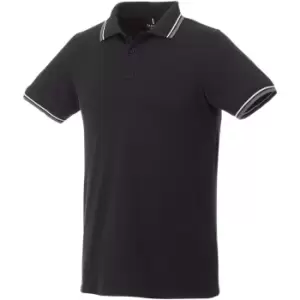 Elevate Mens Fairfield Polo With Tipping (XL) (Black/Grey Melange/White)