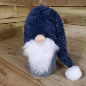 27cm Blue Grey and Silver Long Hat Christmas Plush Gonk