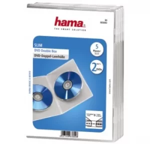Hama Slim DVD Double Jewel Case, pack of 5, transparent