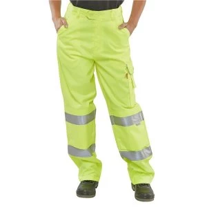 BSeen High Visibility 30" Waist with Regular Leg Safety Trousers Saturn Yellow