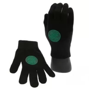 Celtic FC Unisex Adults Knitted Gloves (One Size) (Black/Green)